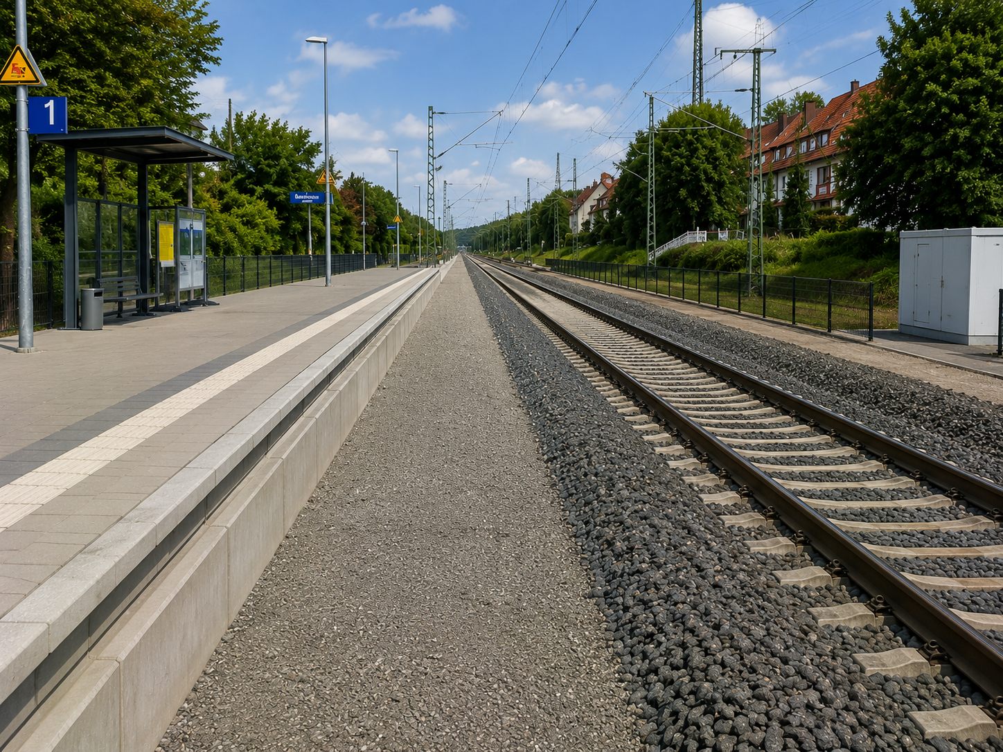 Nachher – fertiger Bahnsteig und Gleis